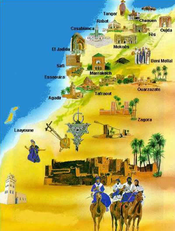 Carte postale des monuments du Maroc