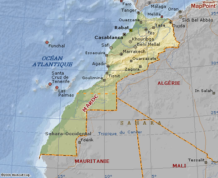 Carte des reliefs du Maroc