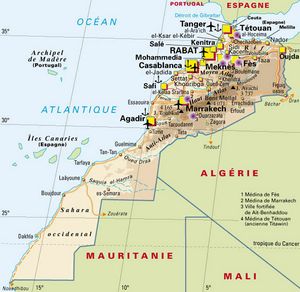 Carte villes aéroports Maroc