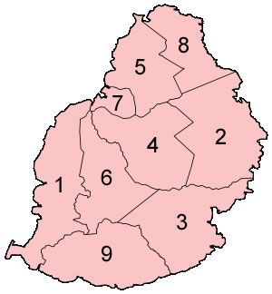 Carte Maurice vierge numéros régions