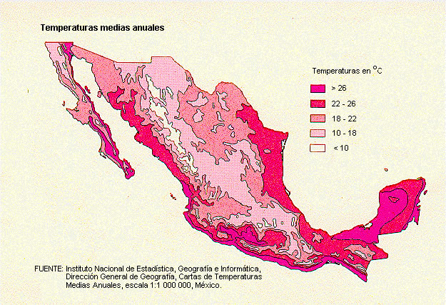 Carte météo du Mexique
