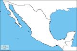 Carte Mexique vierge couleur