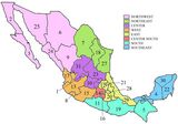 Carte Mexique vierge numéros régions