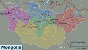 Carte régions Mongolie