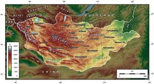Carte topographique Mongolie