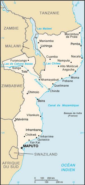 Carte frontières Mozambique