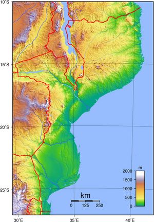 Carte topographique Mozambique