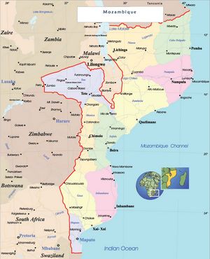 Carte des villes Mozambique