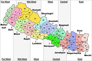 Carte régions Népal