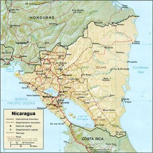 Carte physique Nicaragua