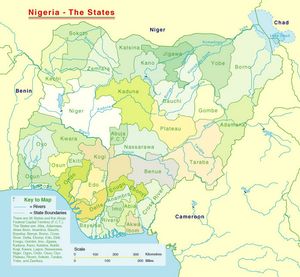 Carte Nigeria vierge régions