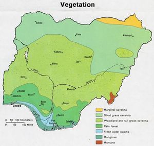 Carte végétation Nigeria