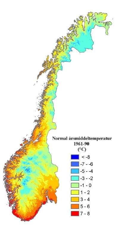 Carte météo de Norvège