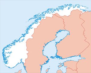 Carte Norvège vierge couleur