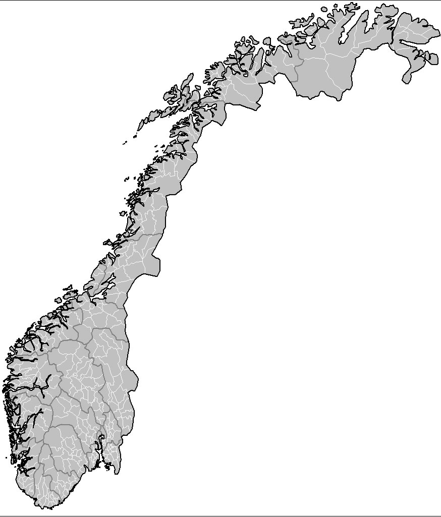 Carte vierge des départements de Norvège