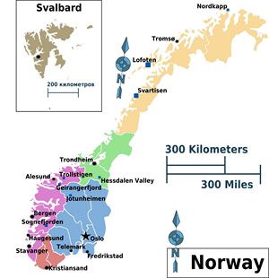 Carte régions Norvège