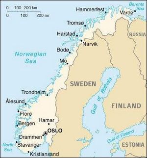 Carte des villes Norvège