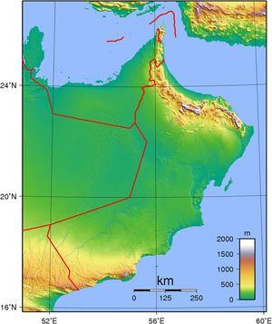 Carte topographique Oman