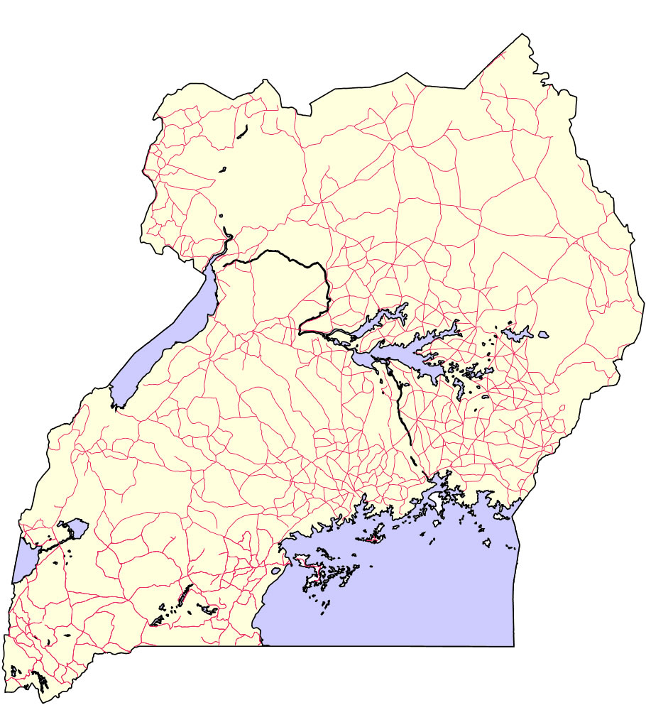 Carte vierge des départements de Ouganda