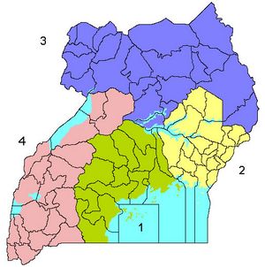 Carte Ouganda vierge numéros régions