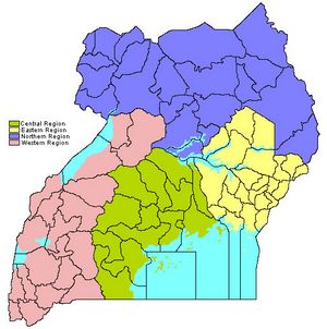 Carte Ouganda vierge régions