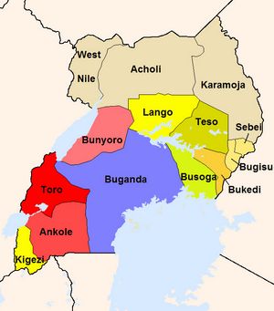 Carte régions Ouganda couleur