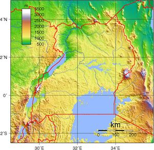 Carte topographique Ouganda
