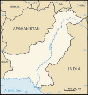 Carte Pakistan vierge couleur