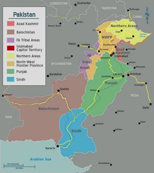 Carte régions Pakistan