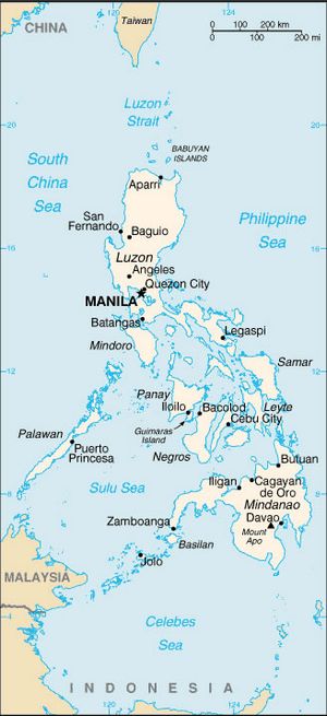 Carte Philippines vierge couleur