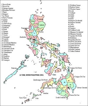 Carte Philippines vierge numéros régions