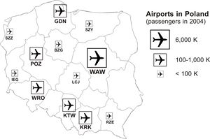 Carte aéroports Pologne