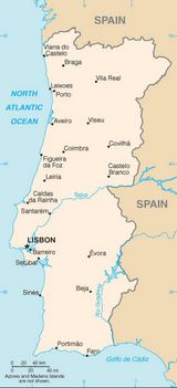 Carte Portugal vierge noms villes
