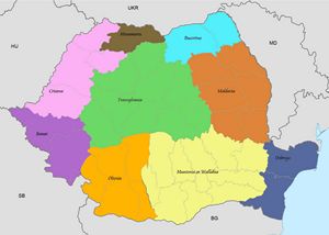 Carte Roumanie vierge couleur