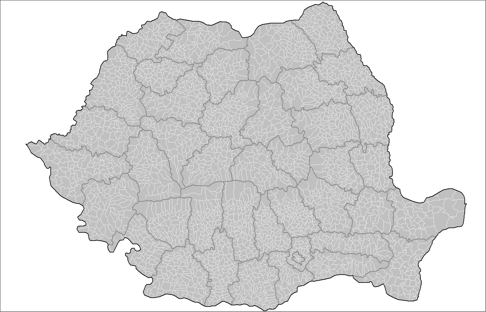 Carte vierge des départements de Roumanie