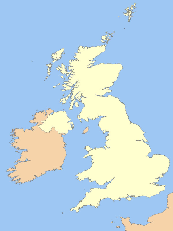 Carte vierge du Royaume-Uni (UK) : carte muette et carte vectorielle du  Royaume-Uni (UK)