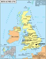 Carte Royaume-Uni vierge noms villes