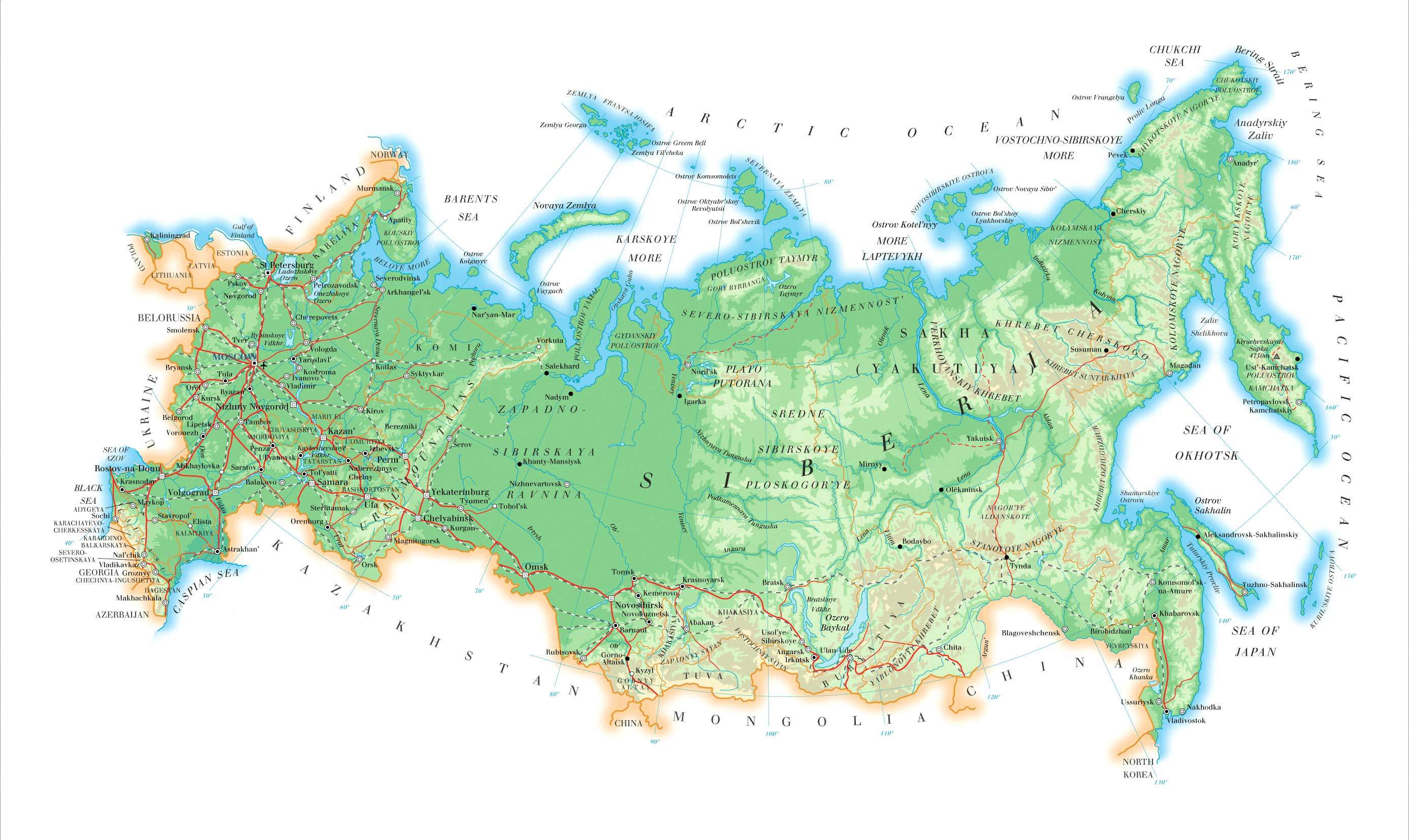 地形图的俄罗斯-地形图俄罗斯(东欧的欧洲)