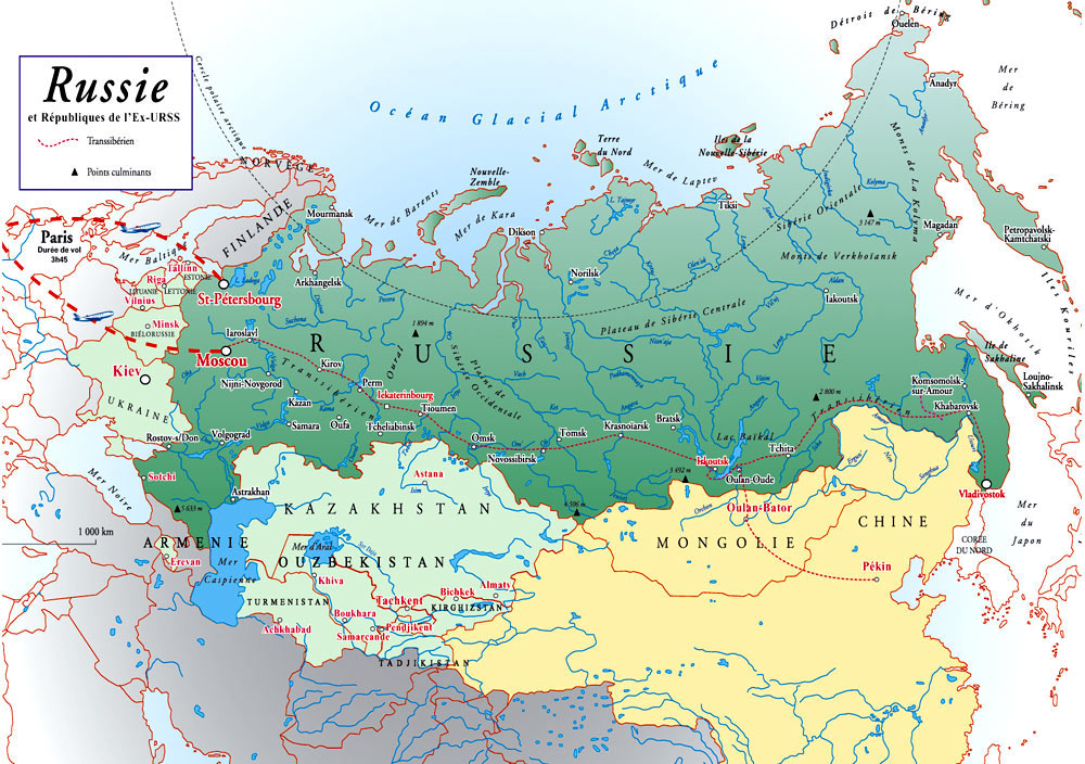 carte geographique de la russie