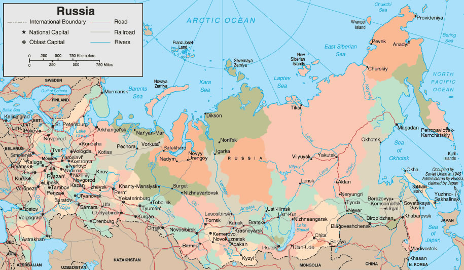 carte geographique de la russie