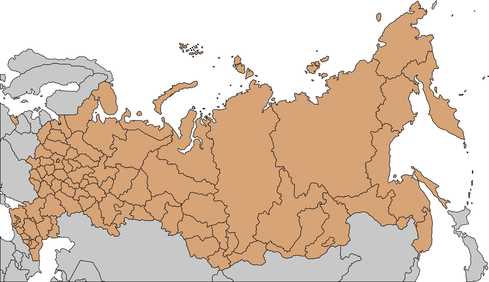 Carte vierge des départements de la Russie