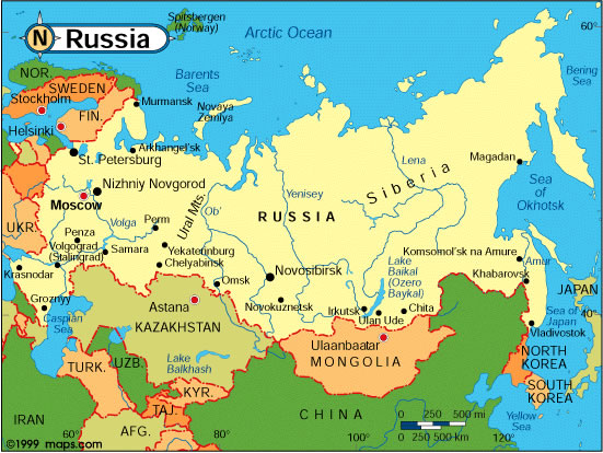 carte du monde de la russie