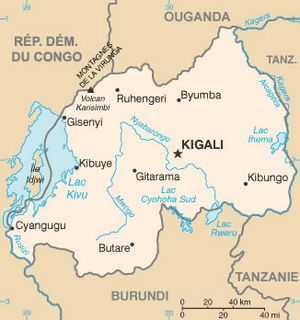 Carte grande villes Rwanda