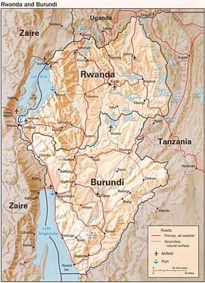 Carte relief Rwanda