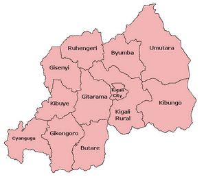 Carte Rwanda vierge départements