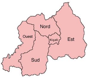 Carte Rwanda vierge régions