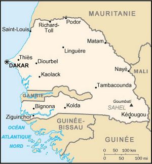 Carte grande villes Sénégal