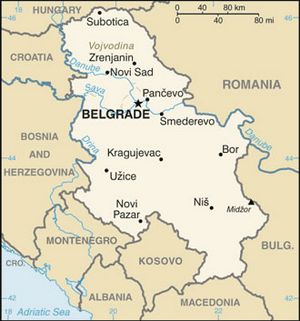 Carte des villes Serbie
