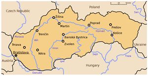 Carte grande villes Slovaquie