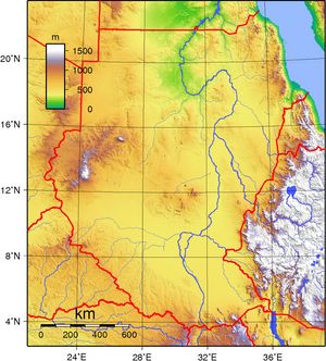 Carte topographique Soudan